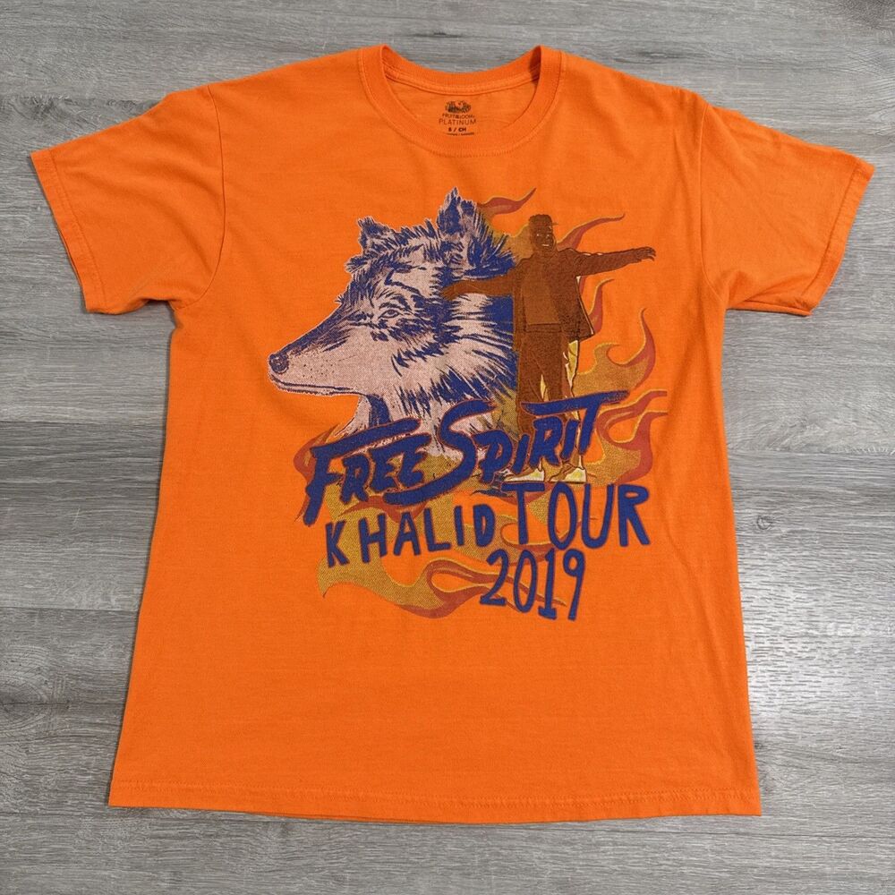 Khalid Free Spirit Tour Shirt 2019 Men’s Small Orange Clairo Concert
